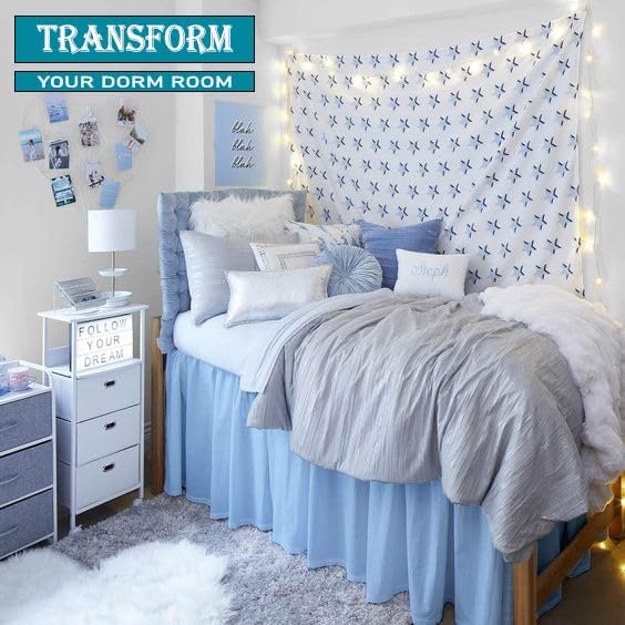 Dorm Bed Skirt, Twin XL, 36" Drop, Light Blue - Image 5