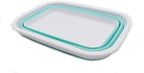 SAMMART 9.2L (2.37Gallon) Collapsible Tub - Portable Outdoor Picnic Basket/Crater - Foldable Shopping Bag - Space Saving Storage Container (M, White/Lake Green) - Image 2