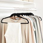 Amazon Basics Slim Velvet Non-Slip Space Saving Suit Clothes Hangers for Closet Organization, Black/Rose Gold, 50-Pack - Image 6