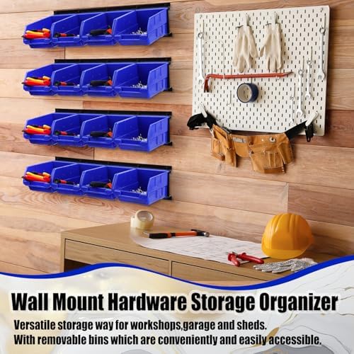 Maitys Wall Mounted Storage Bins Parts Plastic Hanging Stackable, Blue - Image 6