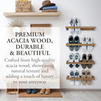 MyGift Set of 4 Premium Acacia Wood Wall Hanging Shoe Rack, Wall Mounted Space Saving Footwear Storage System for Closet, Mudroom, Entryway, Holds 8 Pairs - Image 2