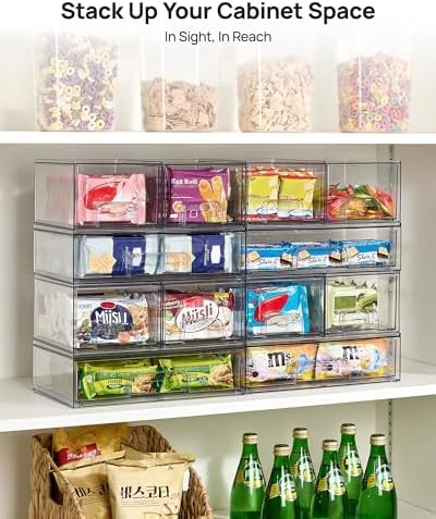 Vtopmart Clear Stackable Storage Drawers Set of 4, Plastic Organizer Bins - Image 6