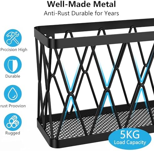YIGII 8 Pack Inside Cabinet Door Storage, Lid Organizer for Pyrex, Kitchen Bathroom Pantry Storage Organizer Baskets Slim Stainless Steel, Black - Image 5