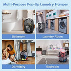 2 Pack Pop Up Laundry Hampers, 70 L Collapsible Foldable Mesh Basket, Black - Image 6