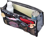 Vercord Purse Organizer Insert for Handbags Bag Organizers Inside Tote Pocketbook Women Nurse Nylon 13 Pockets Peony Flowers Medium - Image 6