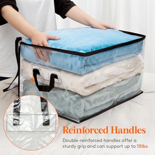 Lifewit 3 Pack Clear Clothes Storage Bags, 60L Blanket Storage with Zipper - Image 4