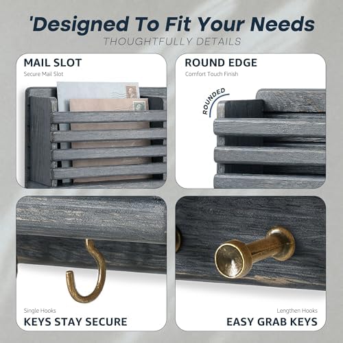 Rebee Vision Key Holder Wall Mount with Mail Slot for Entryway, Royal Blue - Image 7