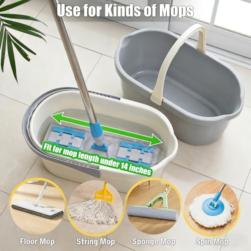 Haundry Compact Mop Bucket with Handle, Rectangular Cleaning Bucket and Caddy for Cleaning Supplies, 10L, Grey - Image 4