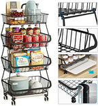 Metal Wire Baskets with Wheels, Stackable Storage Bins Kitchen Organizer Shelf 3-4-5-6 Tier Fruit Vegetable Cart Dishes Seasonal Rack Shelves for Garage, Pantry, Bathroom - Image 3