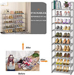 OYREL 10-Tier Metal Shoe Rack, Narrow Shoe Rack Organizer, Sturdy Shoe Shelf for Closets, Entryway, Bedroom, Garage - Silver - Image 4
