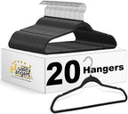 Quality Hangers 20 Pack Plastic Hangers for Clothes - Slim Non-Velvet Hangers with 360° Swivel Chrome Hook & Non Slip Notches - Ideal for Dresses Coats Shirts Jackets & More - Black by QualityHangers