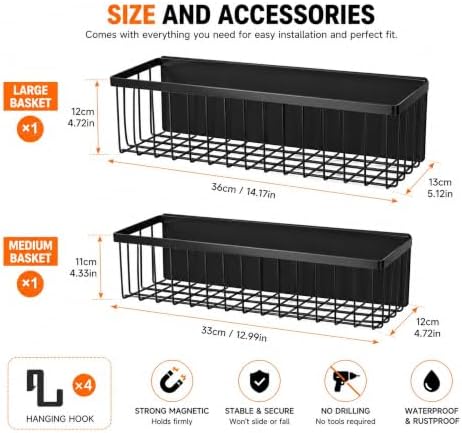 2-Pack Magnetic Laundry Organizer Shelf for Washer Dryer, Black - Image 6