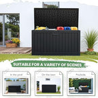 Greesum 230 Gallon HDPE Outdoor Storage Box with Removable Dividers, Weatherproof Oversized Deck Box for Patio, Garage, Garden, Black - Image 6