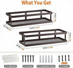 PUSDON 2-Pack Minimalist Shower Caddy Wall Mount, Open Frame Bathroom Shelf Organizer with Mesh Base, Rustproof Floating Spice Rack for Kitchen, Holds 50 LBS, 4 Hooks - Vintage Bronze, Guardrail - Image 3