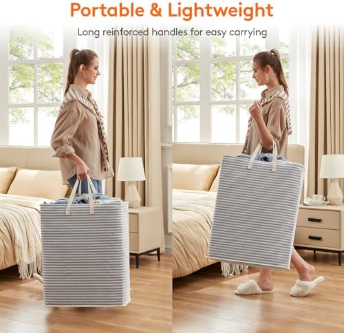 Lifewit 3 Pack Laundry Basket 125L Each, Collapsible Clothes Hamper with Reinforced Handles, Freestanding Waterproof Design for Bedroom and Laundry Room, Grey 375L Total - Image 5