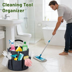 17L Foldable Cleaning Caddy with Handle - Portable Oxford Fabric Storage Bucket, Organiser for Cleaning Supplies, Toiletries, Home, Garden, Picnic & Beach (Dark Gray) - Image 6