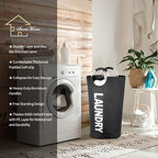 Large Laundry Basket, Laundry Hamper Bag with Handles, 115L Black - Image 4