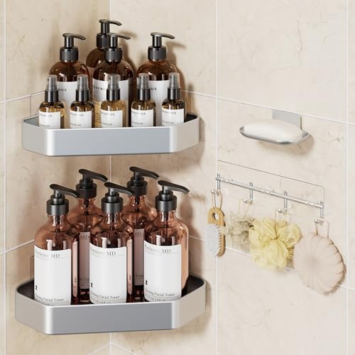 Veken Aluminum Corner Shower Caddy 4-Pack, Never Rust&Large Capacity,Silver by Veken