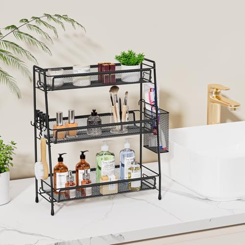 VITVITI 3 Tier Bathroom Organizer Countertop, Counter Storage Shelf, Black - Image 2