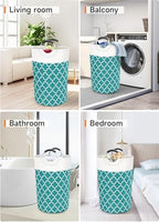 Large Laundry Basket, 115L Tall Collapsible Hamper with Handles, Green - Image 7