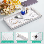 ALELION 11.7" White Bathroom Vanity Tray for Counter - Decorative Tray for Toilet Tank Makeup Perfume Jewelry Catchall Coffee Table - Wooden Kitchen Countertop Organizer for Soap Dispenser - Image 4