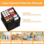 VECELO Foldable Shopping Cart with Wheels, Collapsible Rolling Crate for Groceries, Folding Storage Box with Handle, Three Modes of Use, Ideal for Teacher, Trip, Outdoors, Etc., 23GAL, Black - Image 7