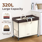 320L Laundry Hamper with Wheels, Large Rolling Laundry Basket with Wheels - Image 2