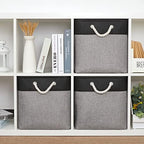 Bidtakay Fabric Cube Storage Bins for Organizing ​13x13 Large Storage Baskets Decorative Storage Bins for Home Storage Set of 3 Shelf Organizer Bins for Toy Storage (Black&grey) - Image 2
