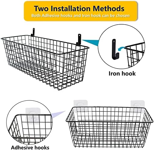 Joben Oligey 3 Set [Extra Large] Hanging Wall Baskets ,Wire Basket For Storage Pantry, Farmhouse Food Storage Kitchen Pantry Laundry Closet Garage RV ,Black - Image 5