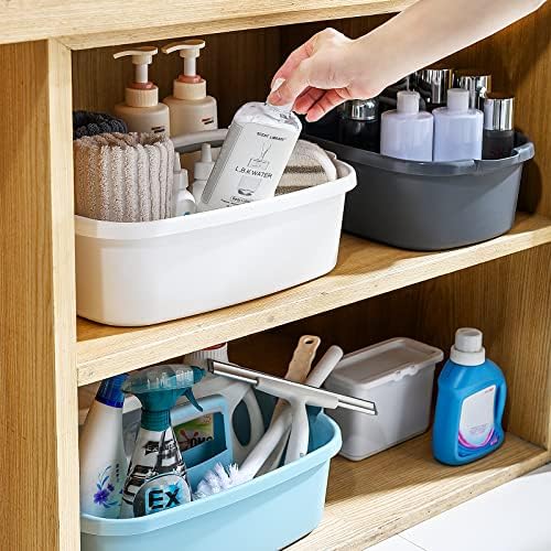 Goderewild Cleaning Caddy Organizer with Handle, Storage Basket/Totes Portable for Bathroom Supplies, Cleaning Products, and Sink Tool.(Translucent Gray×2, 2 Pack) - Image 5
