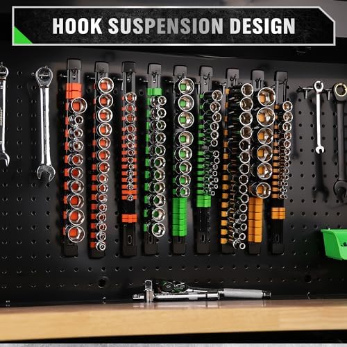 SWANLAKE Organizer Socket Holder, 9PCS 1/4-Inch x 48 Clips, 3/8-Inch x 45 Clips, 1/2-Inch x 36 Clips, Premium Quality Socket Clip Rail Holder - Image 7