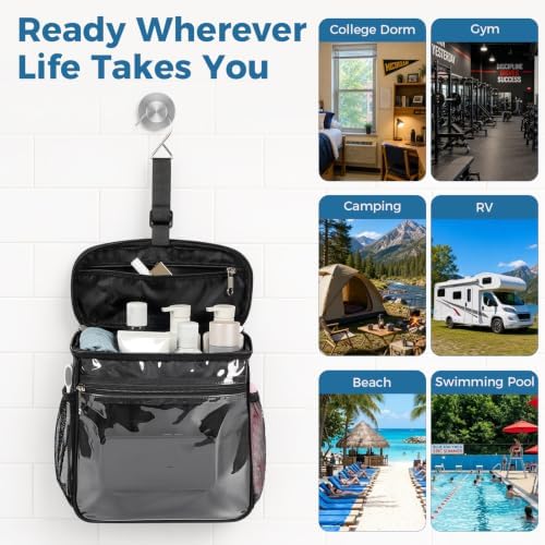 Bukere Shower Caddy Mesh Tote Bag, Portable College Dorm Room Essentials, Large Capacity Separate Compartment Quick Dry Mesh, Hanging Toiletry Organizer Bag for Student, Bathroom, Gym, Travel, Camping - Image 7