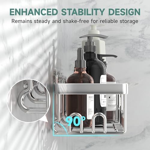 Veken Shower Caddy 5-Pack, Bathroom Organizers and Storage Shelves, Silver - Image 2