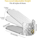 Shoe Slots Organizer, Adjustable 10 Pack Shoe Stacker for Closet Storage, Clear Double Layer Space Saver, Durable and Stackable Shoe Holder for Sneakers Heels and Flat - Image 2