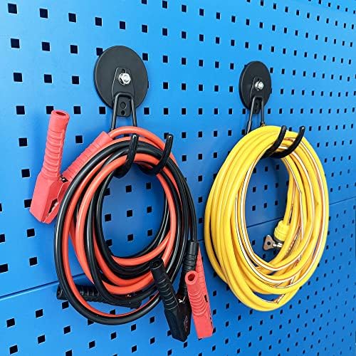 ULIBERMAGNET Strong Magnetic Hooks,2 Pack Heavy Duty Large Magnetic Hooks for Extension Cord, Cable, Hose, Power Cord,Rope,Drill,Jig Saw,Circular Saw,Garden Lawn Tools (Black/3.46inch) by ULIBERMAGNET