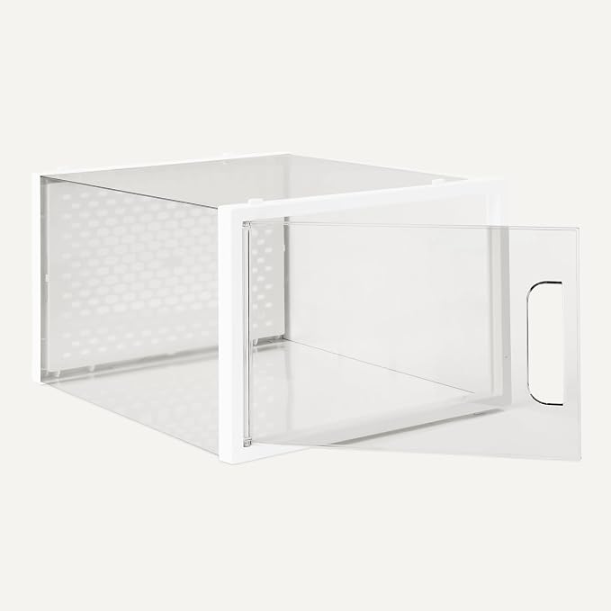 Amazon Basics Stackable and Foldable Clear Shoe Storage Organizer Box, Large, 12-Pack - Image 3