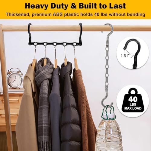 Closet Organizers and Storage, 8 Pack Stronger Space Saving Hangers for 40 Clothes, College Dorm Room Essentials for Guys Girls, Clothes Hanger with 5 Holes, Closet Storage, Magic Home Organization | College Dorm Room Essentials for Guys Girls, Clothes... - Image 5