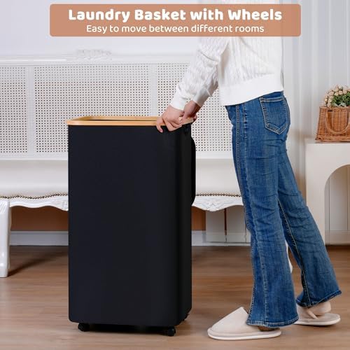 IEGrow Laundry Basket with Wheels 110L Clothes Hamper for Laundry,Black - Image 4