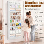 UVIAHOMI 20-30 Pairs Over the Door Shoe Organizer, Breathable Pockets Hanging Shoe Storage for Closet, 10-Tier Door Shoes Rack, Handing Shoes Holder Fit All the Family's Sneakers, Boots, Heels, White - Image 3