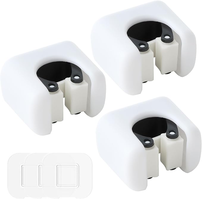 Broom and Mop Holder Wall Mount, Self-Adhesive, White, 3-Pack - Image 7