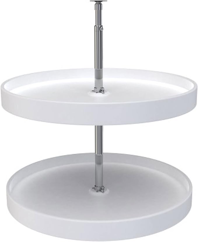 Rev-A-Shelf 24" Dual Full Circle Lazy Susan Organizer for Upper Corner Kitchen Cabinets, Plastic Home Storage 2 Tier Shelves, White, 6012-24-15-52 by Rev-A-Shelf