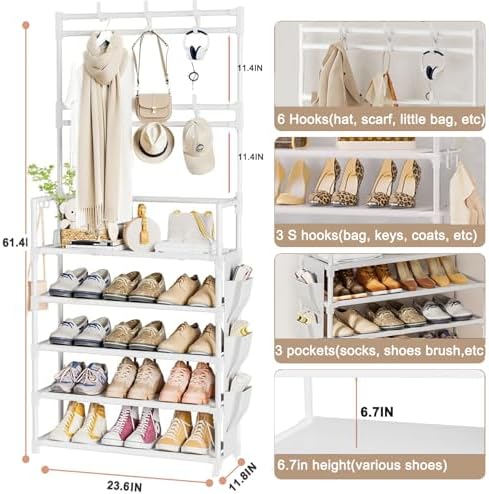 Shoe Rack 5 Tier Shoe Organizer Storage 15-20 Pairs for Closet Entrance - Image 3