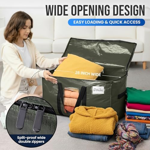 TAILI 6 Pack Green Extra Large Moving Bags,Storage Bag with Visible Window - Image 4
