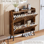 Nicetree Shoe Cabinet Storage for Entryway, Freestanding Shoe Storage Cabinet, Farmhouse Narrow Shoe Rack Cabinet for Entryway, Foyer, Hallway, Shoe Cabinet 4 Flip Drawers - Image 5
