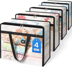 BlissTotes Moving Bags 40L 4PCS, Clear Clothes Storage Under Bed Storage | Foldable Clothes Storage Bags with Sturdy Zippers & Handles for Comforter, Bedding, Books, Sheet, Transparent Containers by BlissTotes