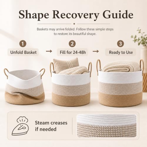 JMvicyroam 115L Extra Large Machine Washable Cotton Rope Blanket Basket - Image 6