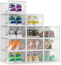12 Pack Large Stackable Clear Plastic Shoe Storage Boxes Organizer, White by Unknown