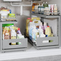 Under Sink Organizer Upgrade To Professional Rails,2-Tier Dual Pull Out Cabinet Storage,Height Adjustable Slide Out Drawers For Bathroom Kitchen,2 Pack-18.5"Dx12.8"-16.9"H,Gun Gray by UnderSinkOrganizer