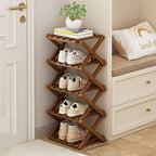 YYW Shoe Rack, Foldable Bamboo Shoes Shelf, Freestanding Shoe Storage Organiser for Entryway, Hallway, Bedroom, Closet (Brown, 5 Layers) by YYW