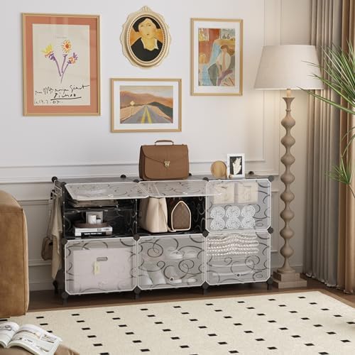AWTATOS 6 Tier Shoe Rack Organizer, Shoe Storage Cabinet with Door, Black - Image 2
